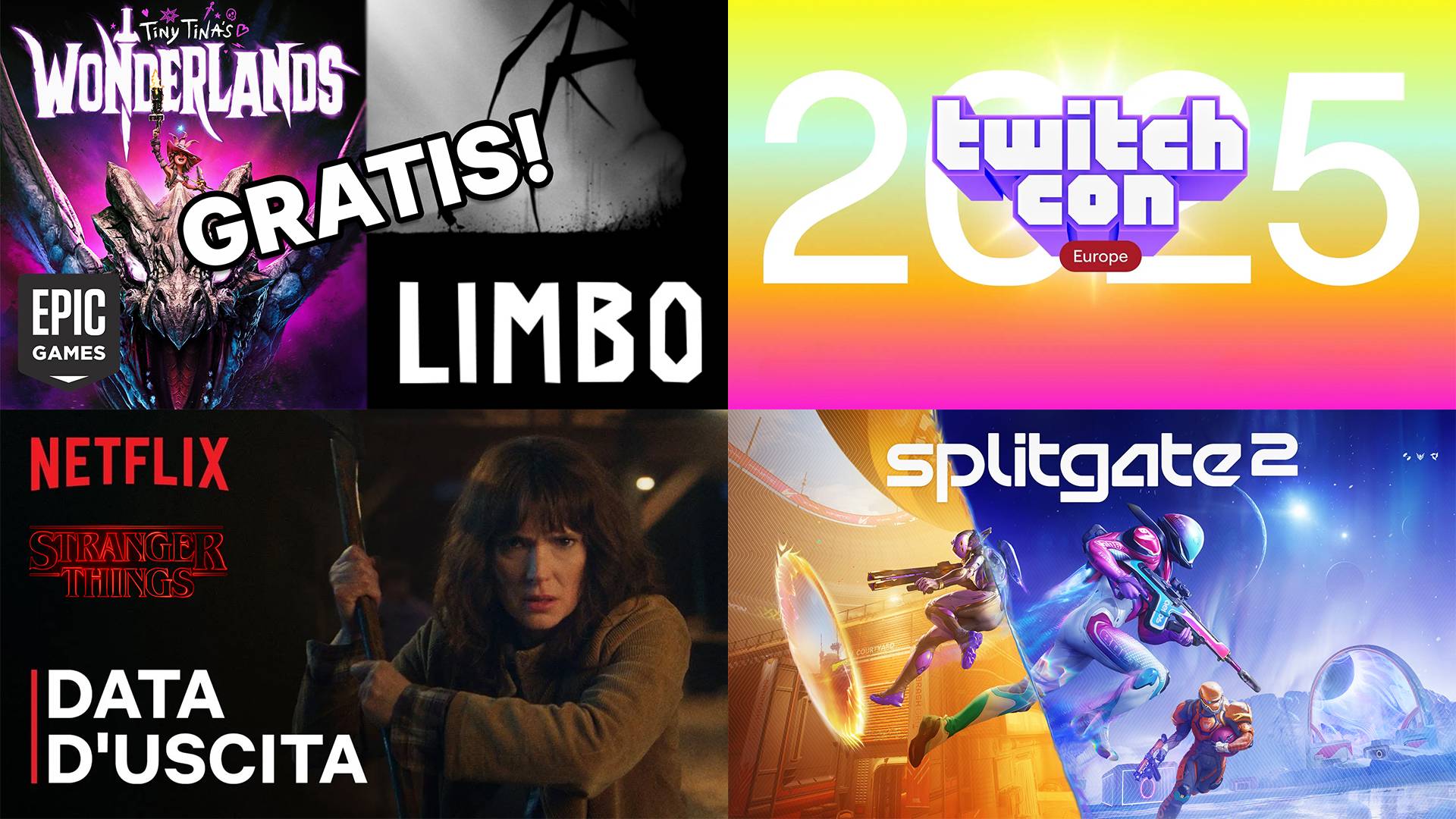 Gioconi in sconto, Splitgate 2 disponibile, Stranger Things 5, novità dal Twitchcon