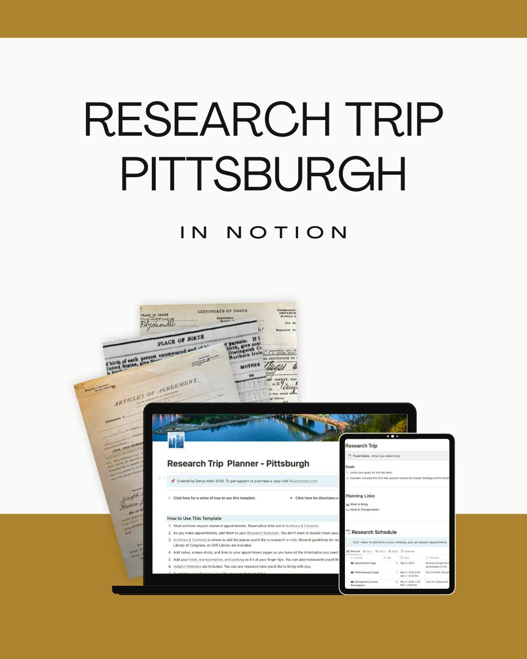 Research Trip Planner - Pittsburgh