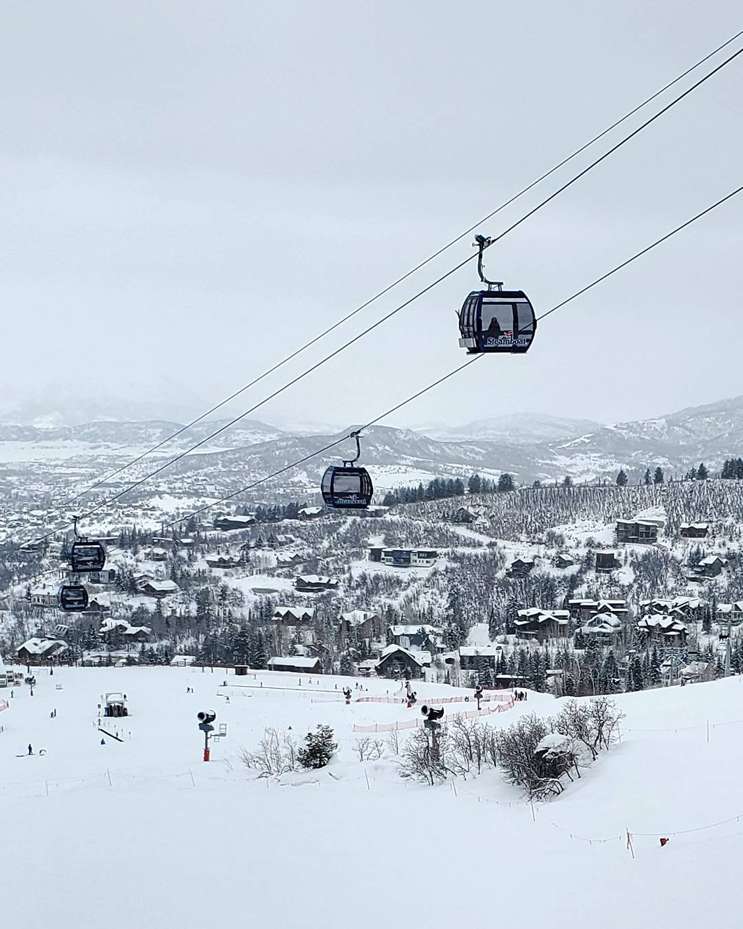 A view of the gondola and lower mountain at Steamboat Resort.