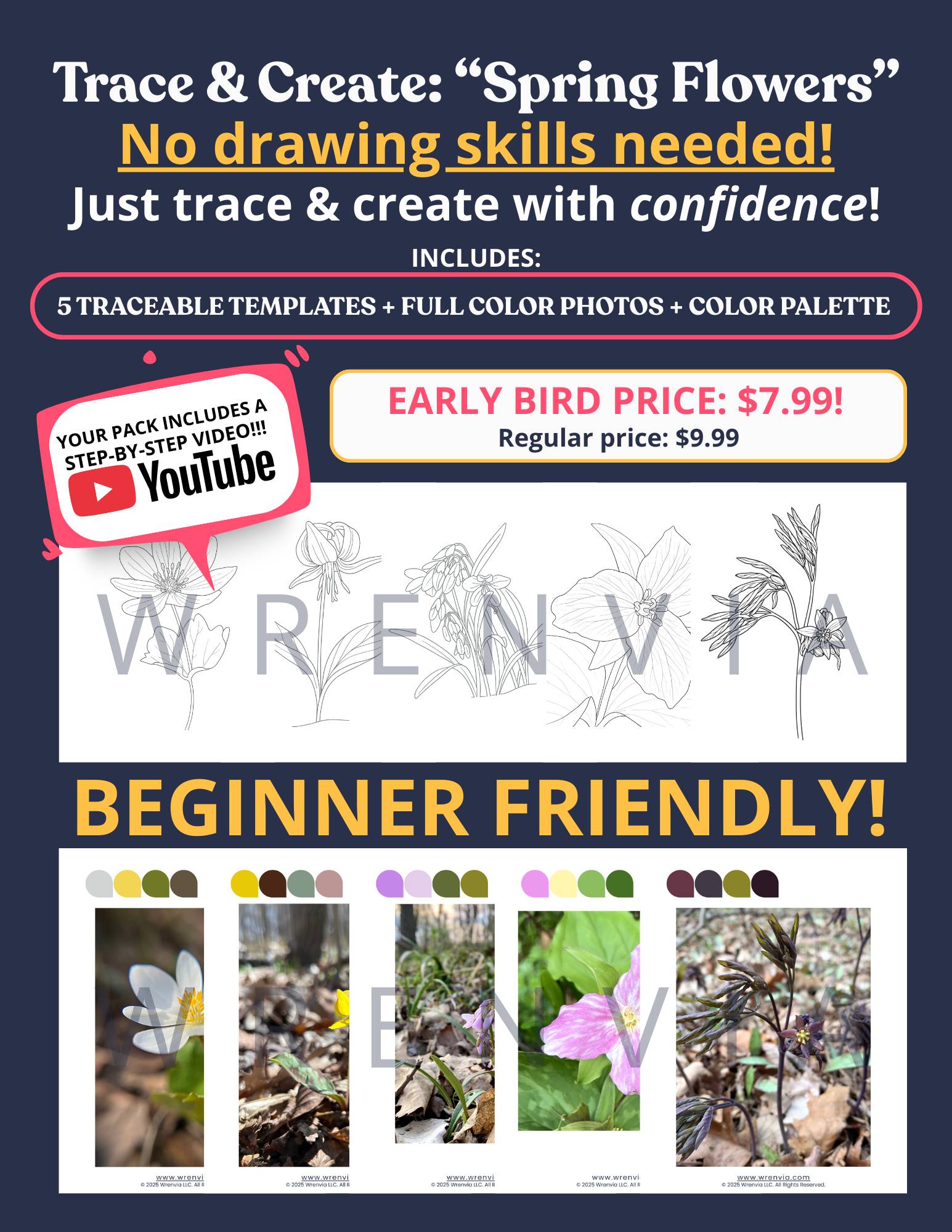 Spring Flowers - Trace & Create Series