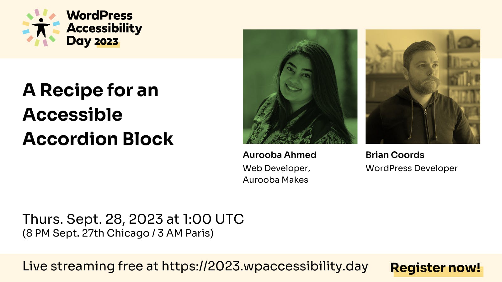wp accessibility day talk by aurooba and brian on accessible accordion blocks