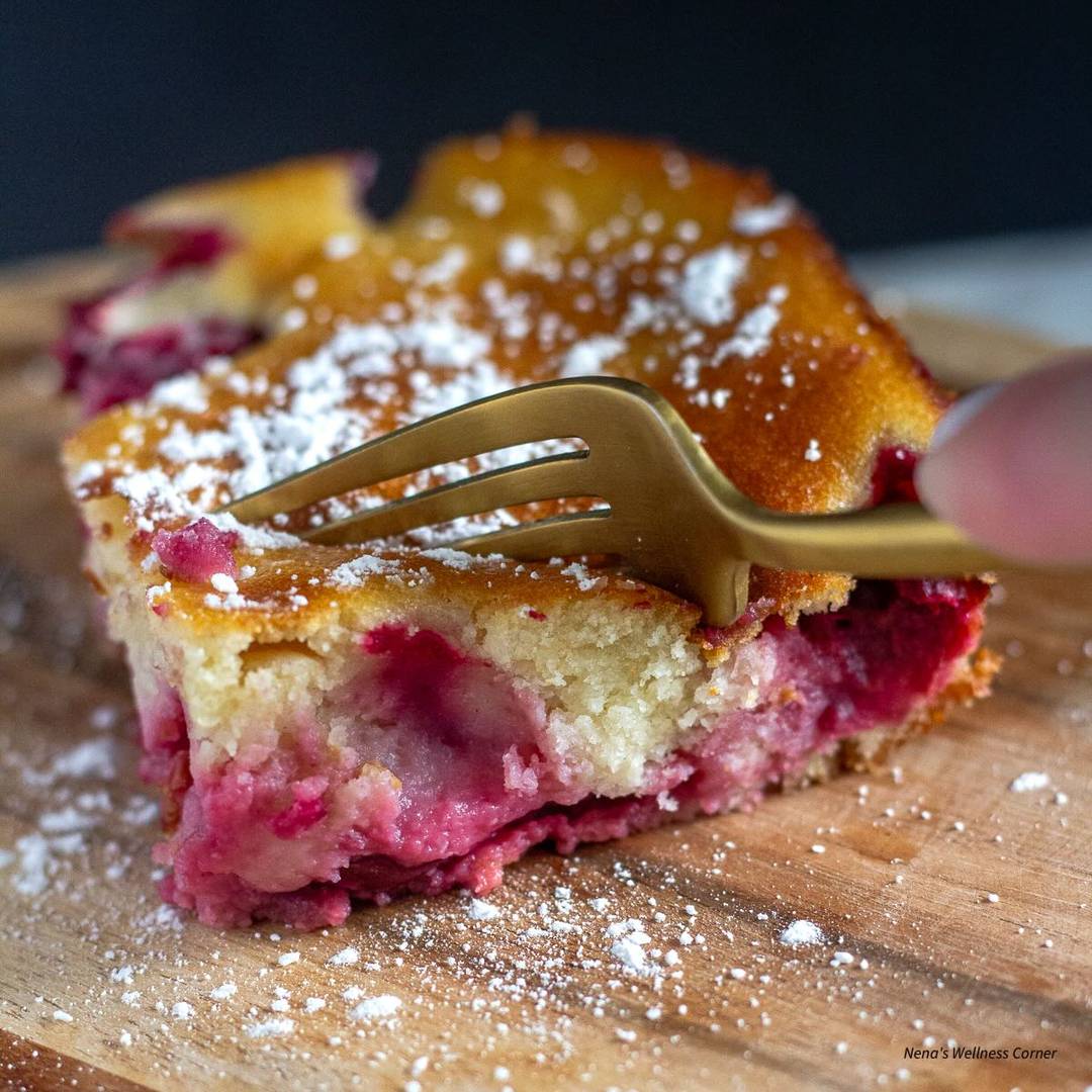 Sour cherry pie on a cutting board.