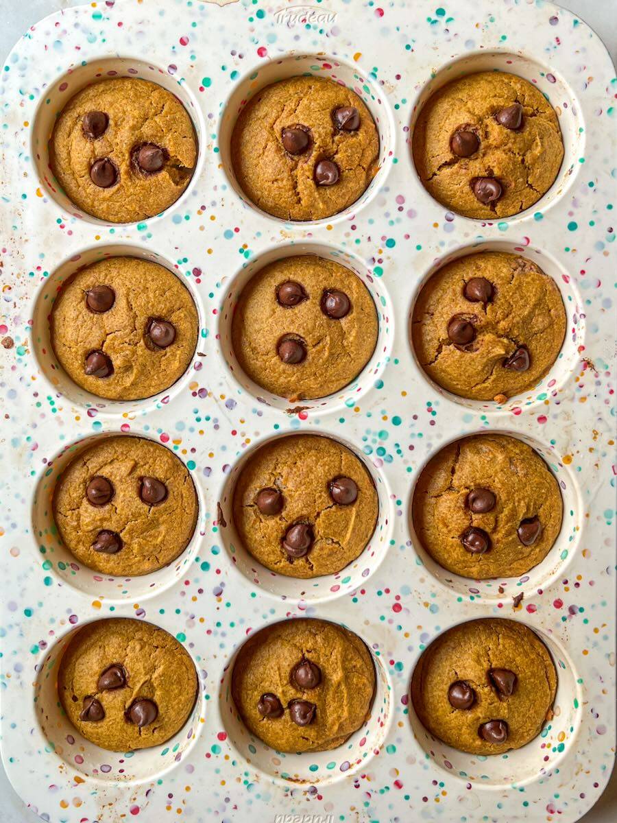 The best pumpkin muffins in a muffin pan right after baking.