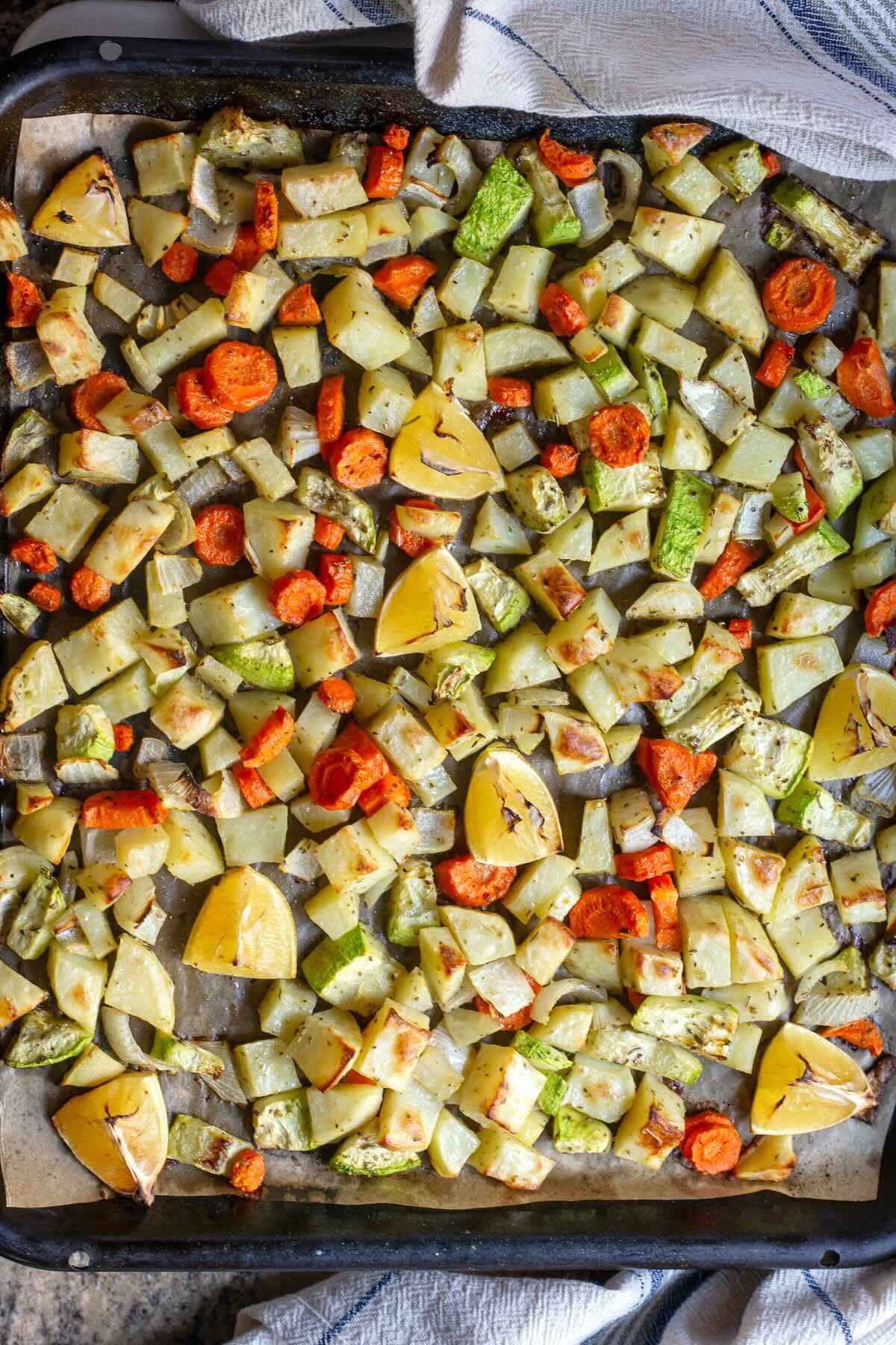 Oven Roasted Potatoes & Carrots with Onion & Zucchini