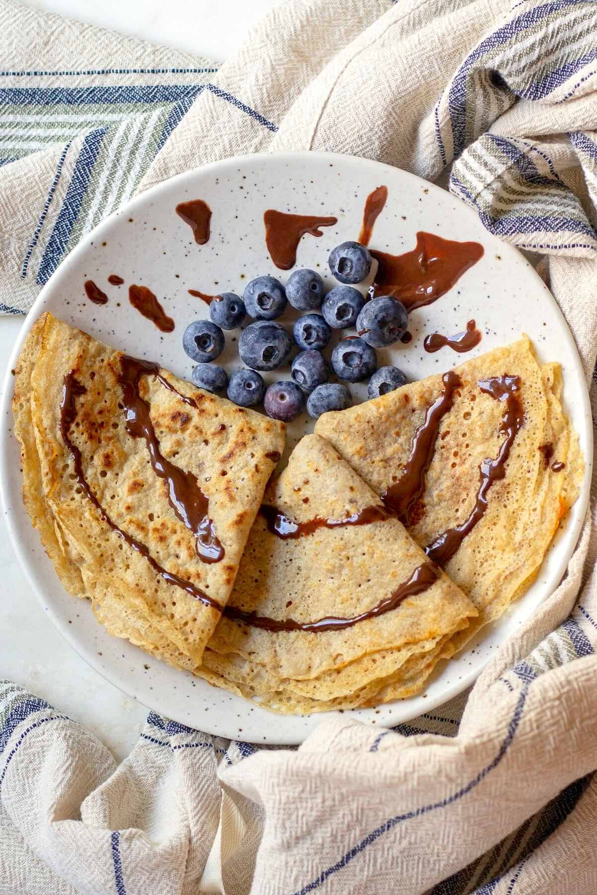 Whole-wheat crepes with coconut oil 