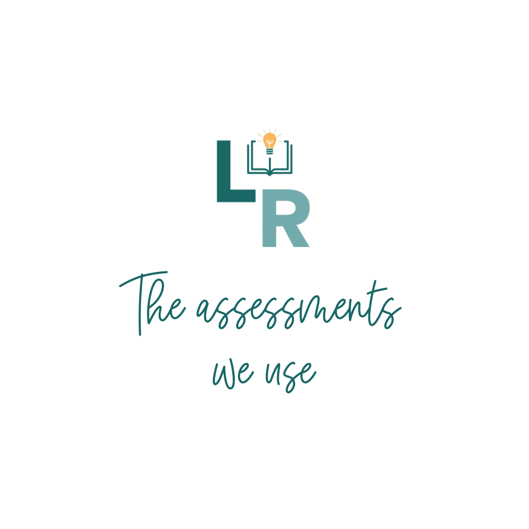 Newsletter cover: The assessments we use in cursive font.