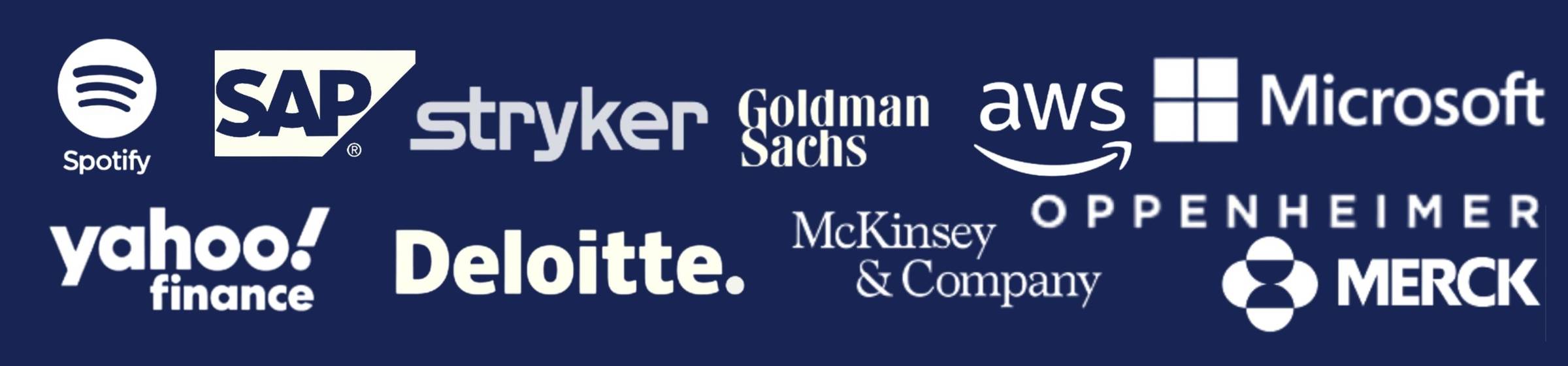 Trusted by leaders from: SAP, Stryker, Goldman Sachs, AWS, Microsoft, Deloitte, Mckinsey, Oppenheimer, Merck, Yahoo.  Melina Panetta