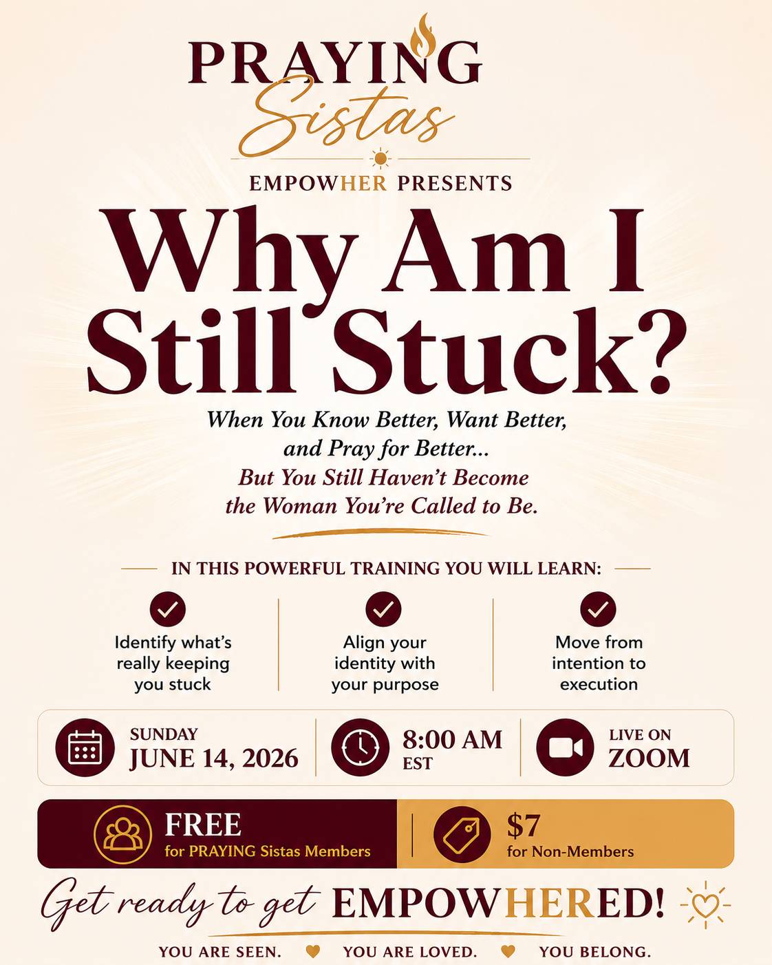 A flyer that says Why Am I Still Stuck and advertises a training we had this past week.