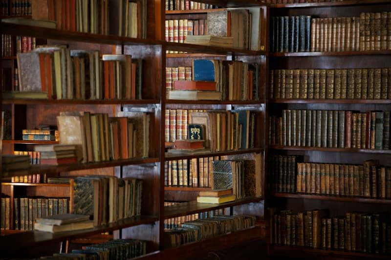A cozy library with rows upon rows of books.