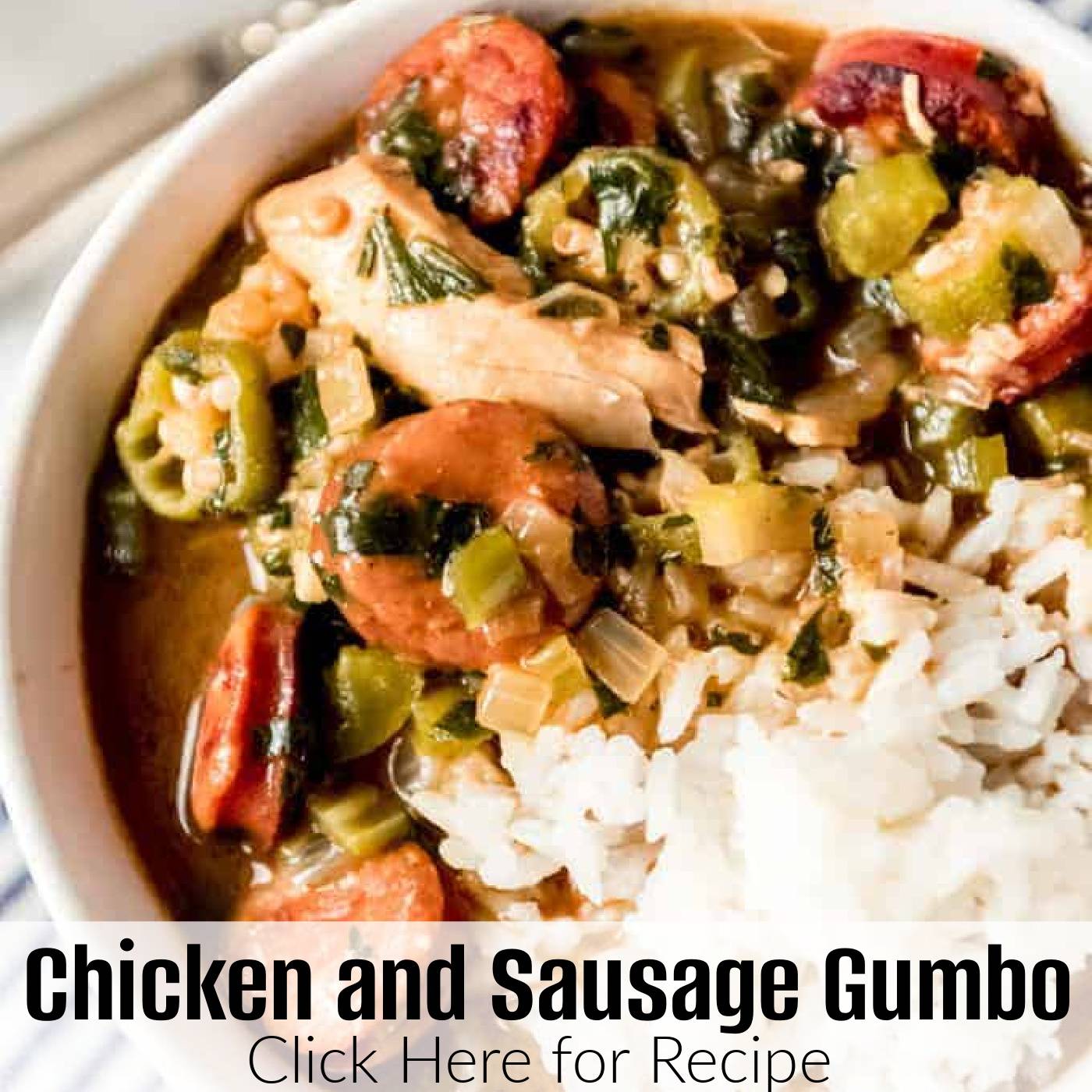 An image of Chicken and Sausage Gumbo in a bowl