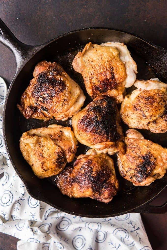 An image of Crispy Cast Iron Skillet Chicken Thighs