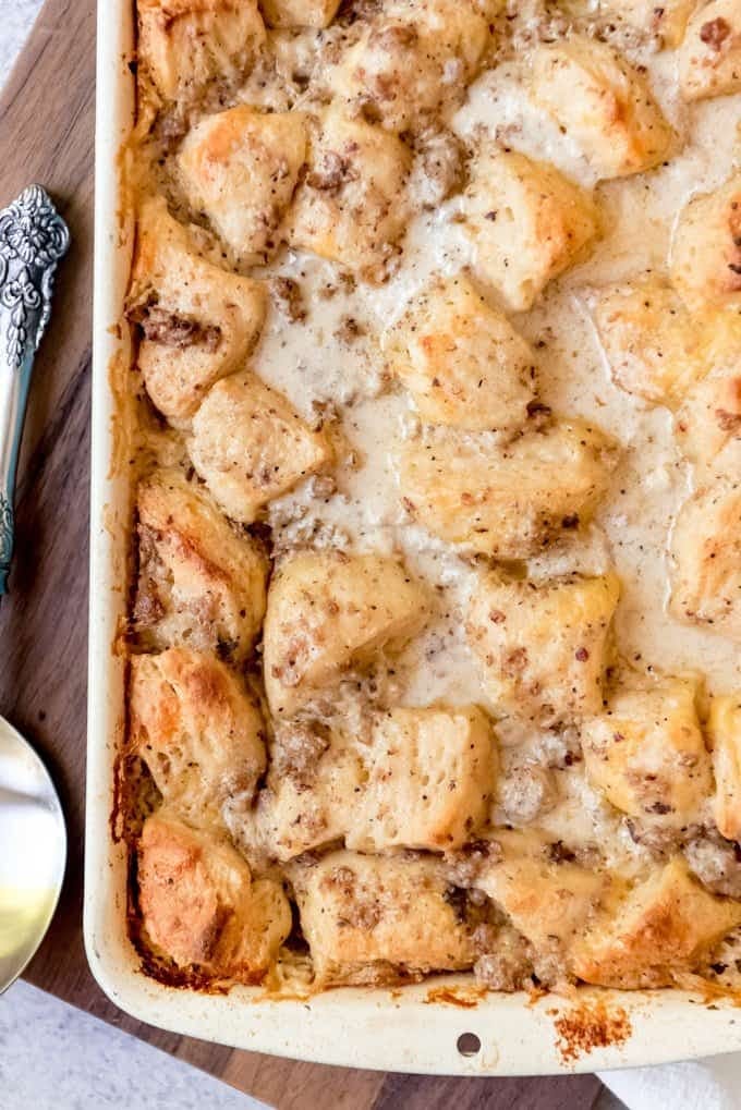 An image of Biscuits and Gravy Casserole.