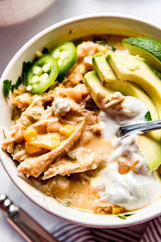 White Chicken Chili in a Bowl. 