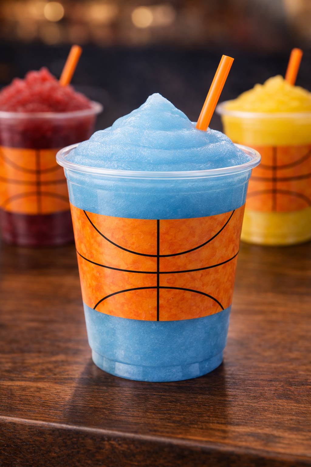 Delicious Slushies In Basketball Themed Cups