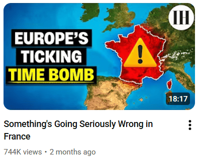 France on map with caution sign