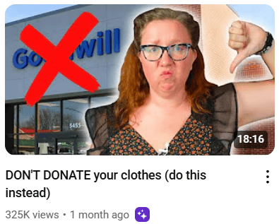 woman in front of goodwill store
