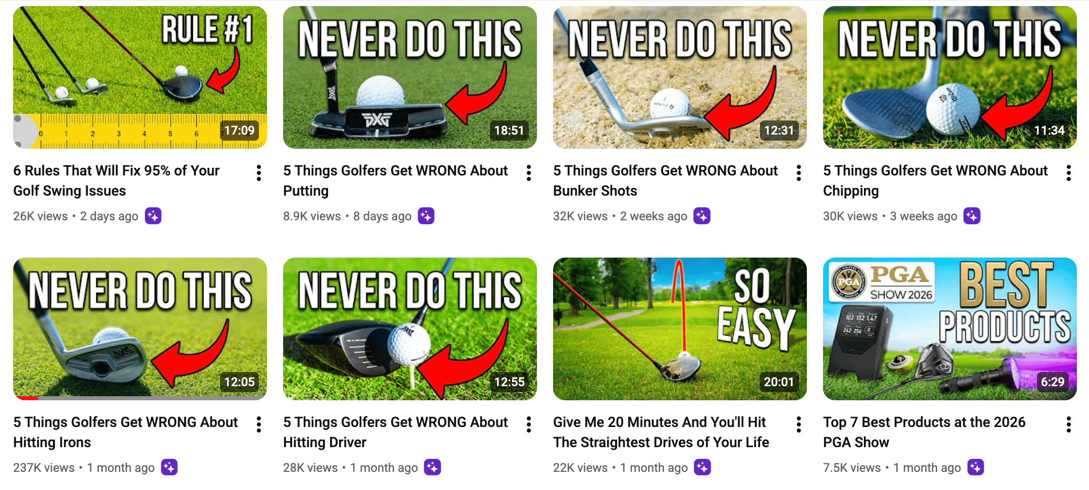 "golfers get wrong" examples