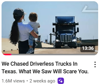 mom, baby, and oncoming truck