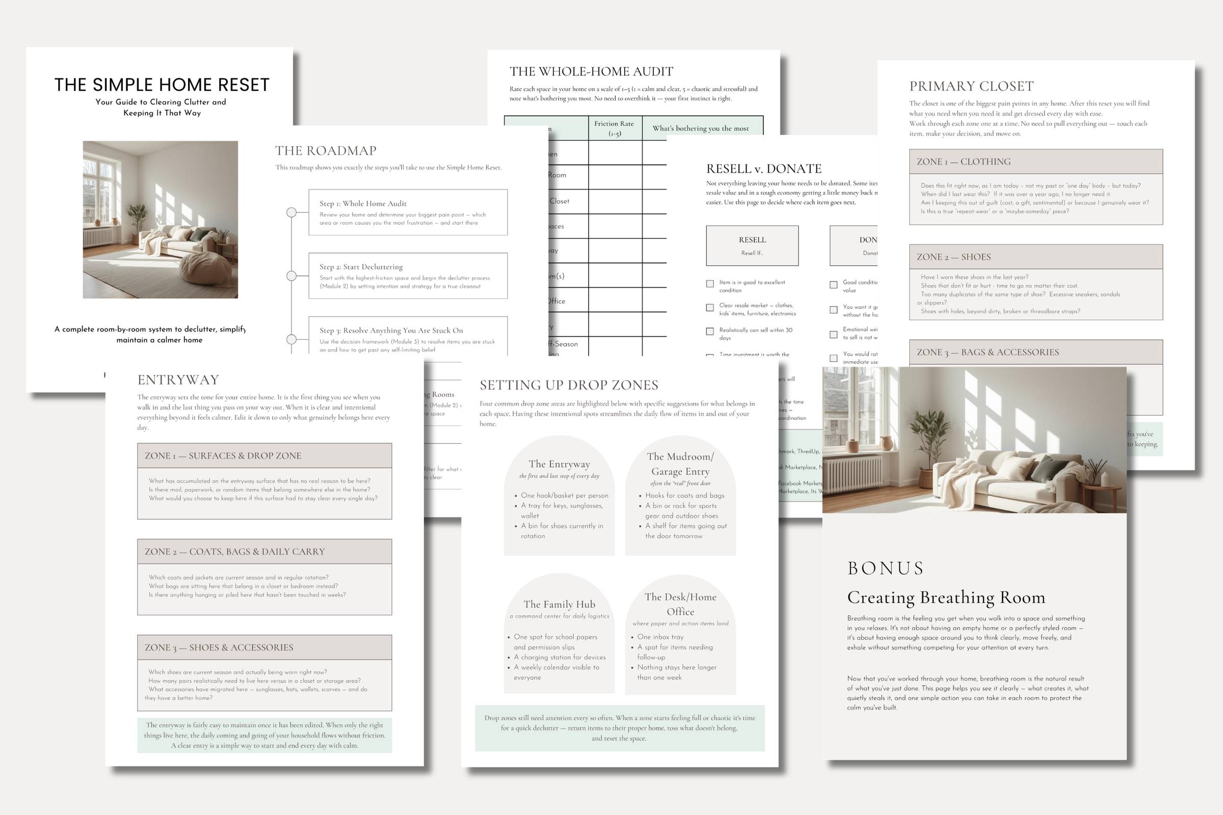 The Simple Home Declutter + Reset Workbook