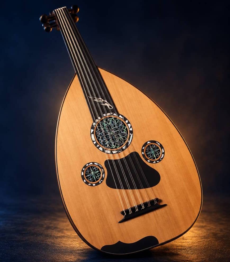 Oud with ornate rosettes