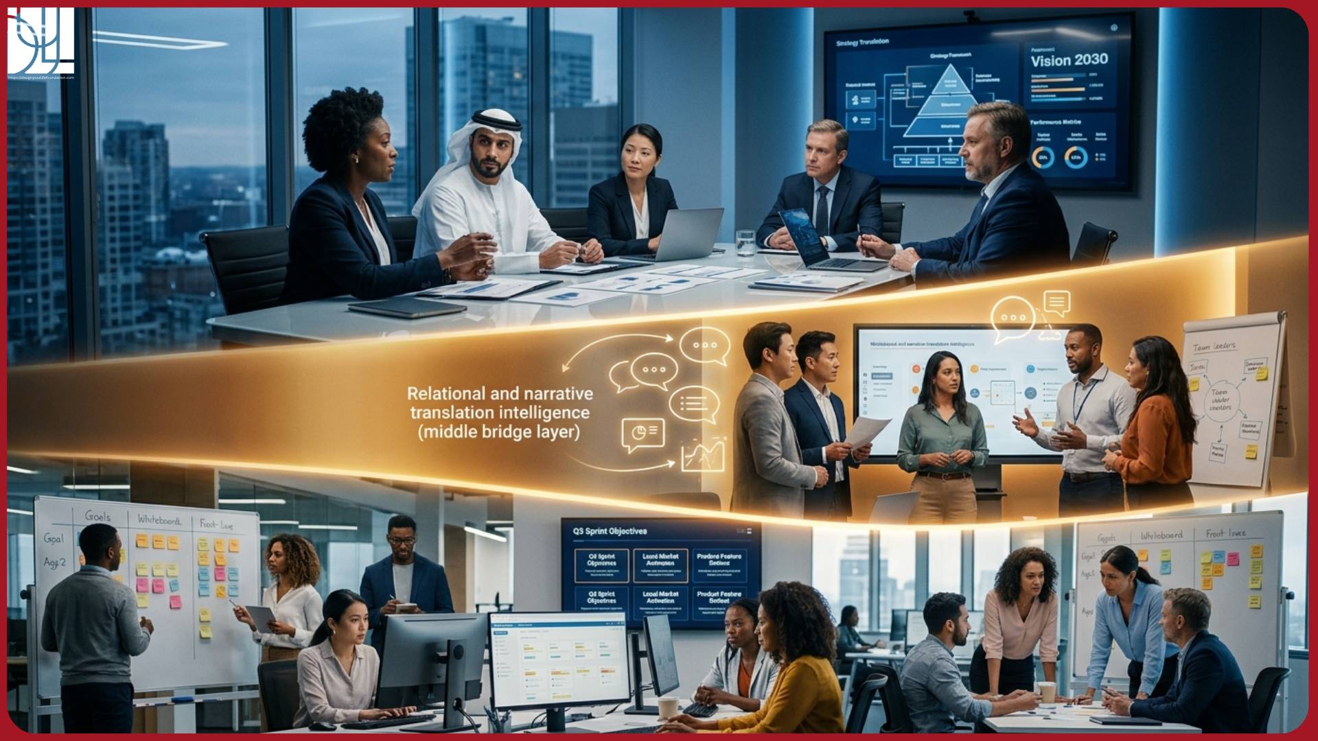 Relational and Narrative Translation of the Strategy moves the strategy from abstraction into actual day to day implementation reality for each and everyone in the organization. It requires understanding how different people make sense of the strategy in 