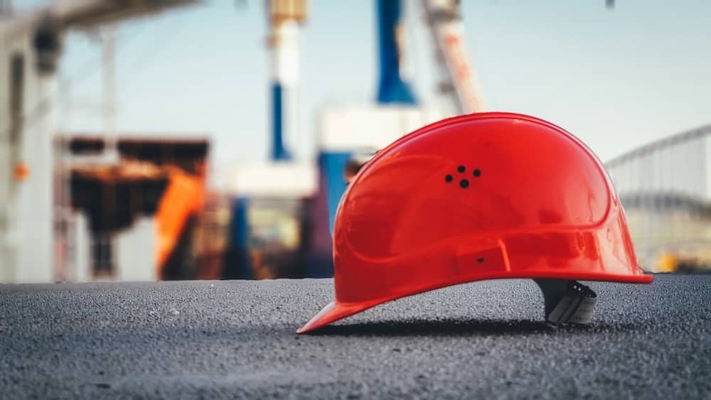 Hard hat at construction site