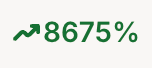 Image of a green arrow going up and to the right with the number 867.5% next to it, also in green 