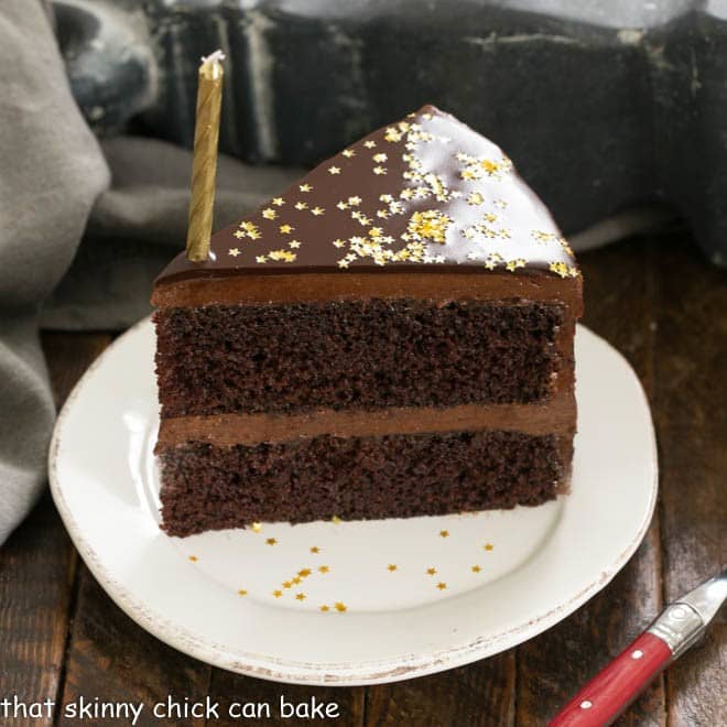 mirror cake slice on a plate