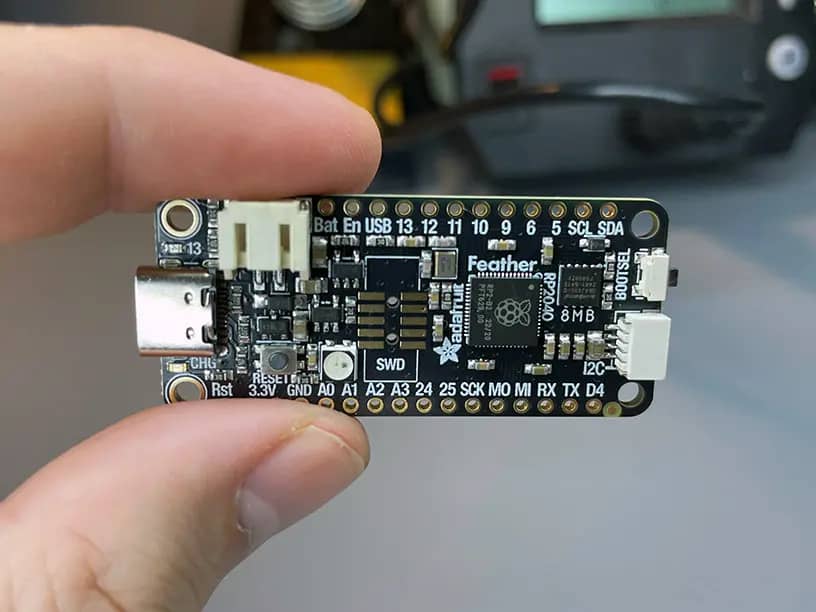 A photo of my new CircuitPython board, Adafruit Feather