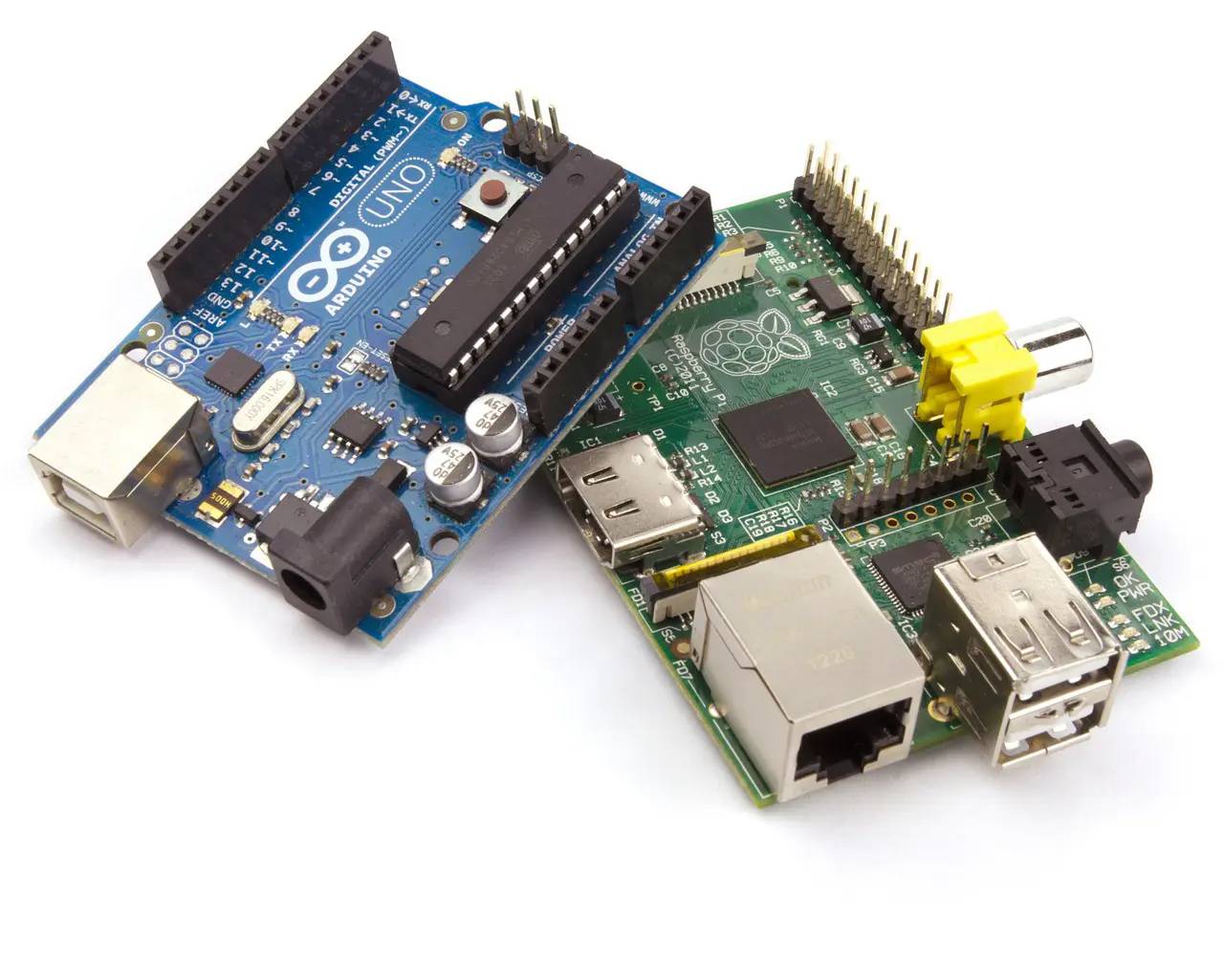 A Raspberry Pi & an Arduino board