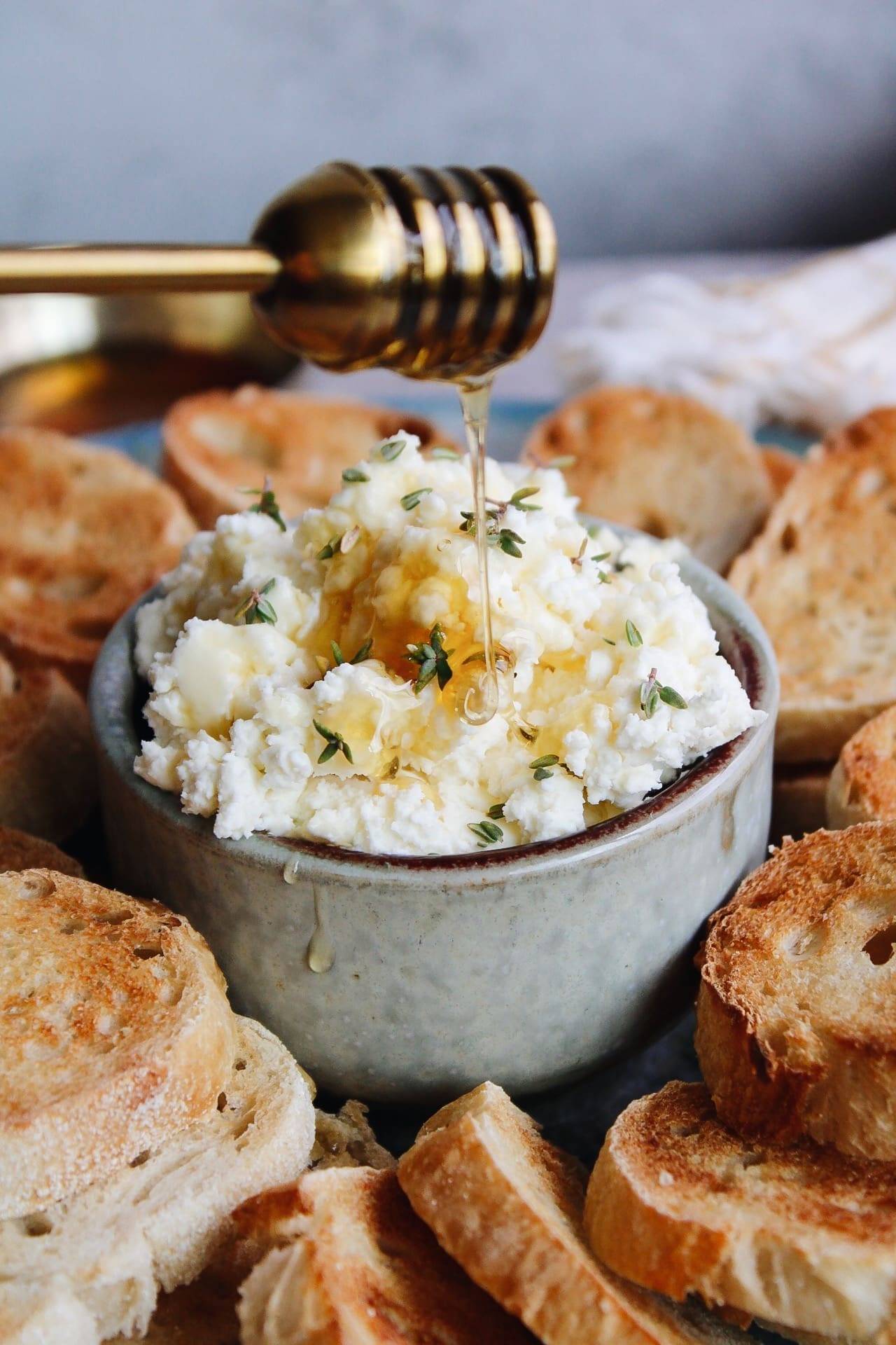 whipped feta and honey toasts