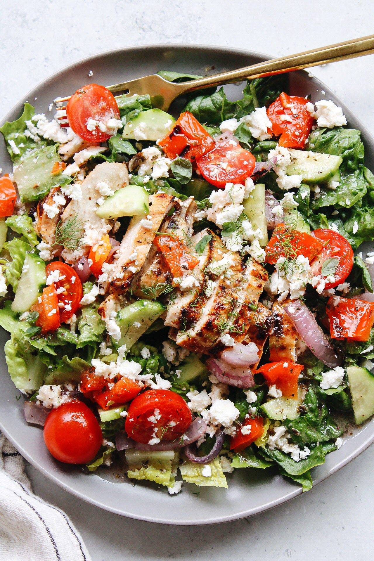 Easy Greek Grilled Chicken Salad