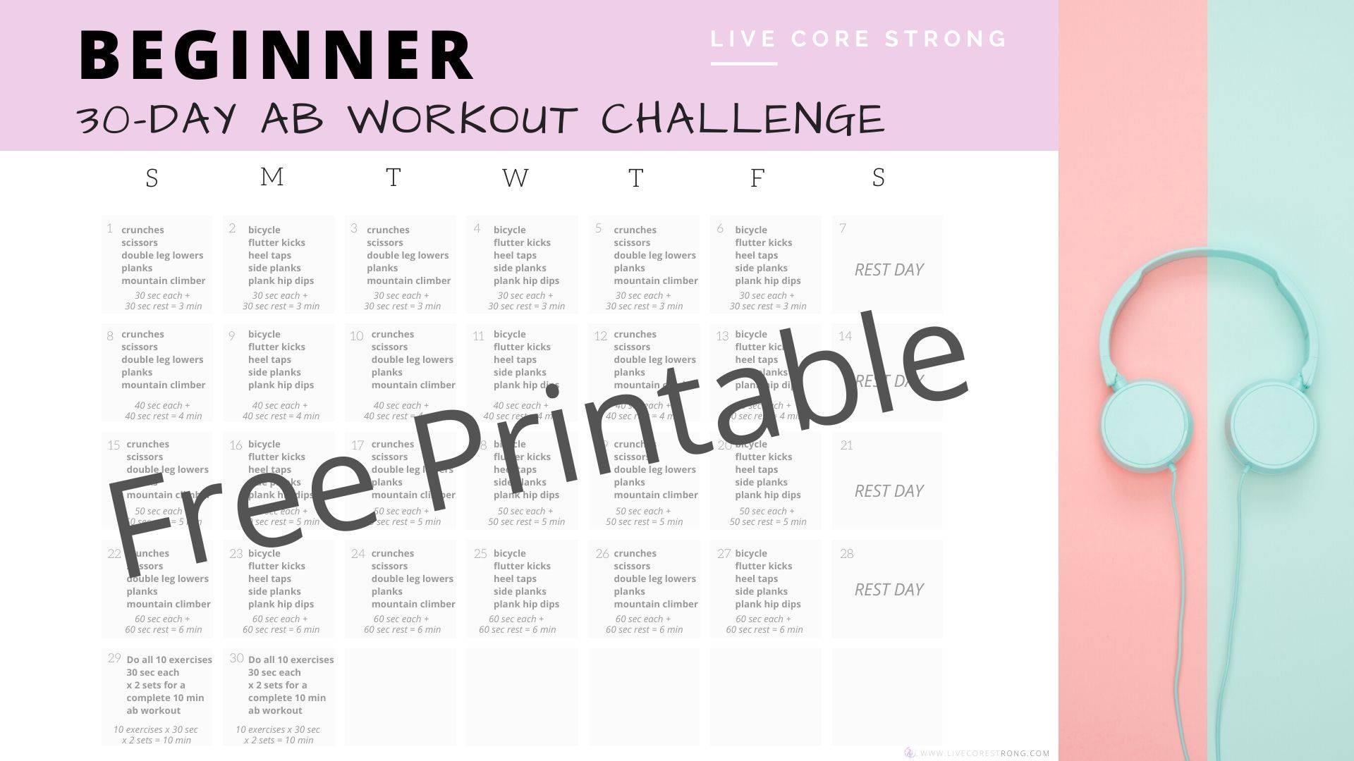 30 day abs challenge printable