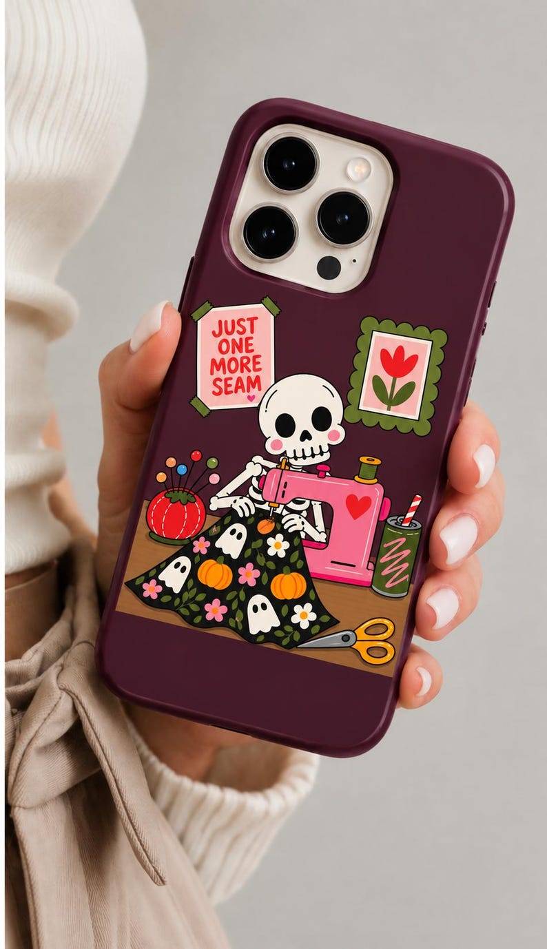 Sewing skeleton Halloween magnetic phone case
