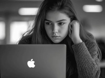 Student using laptop