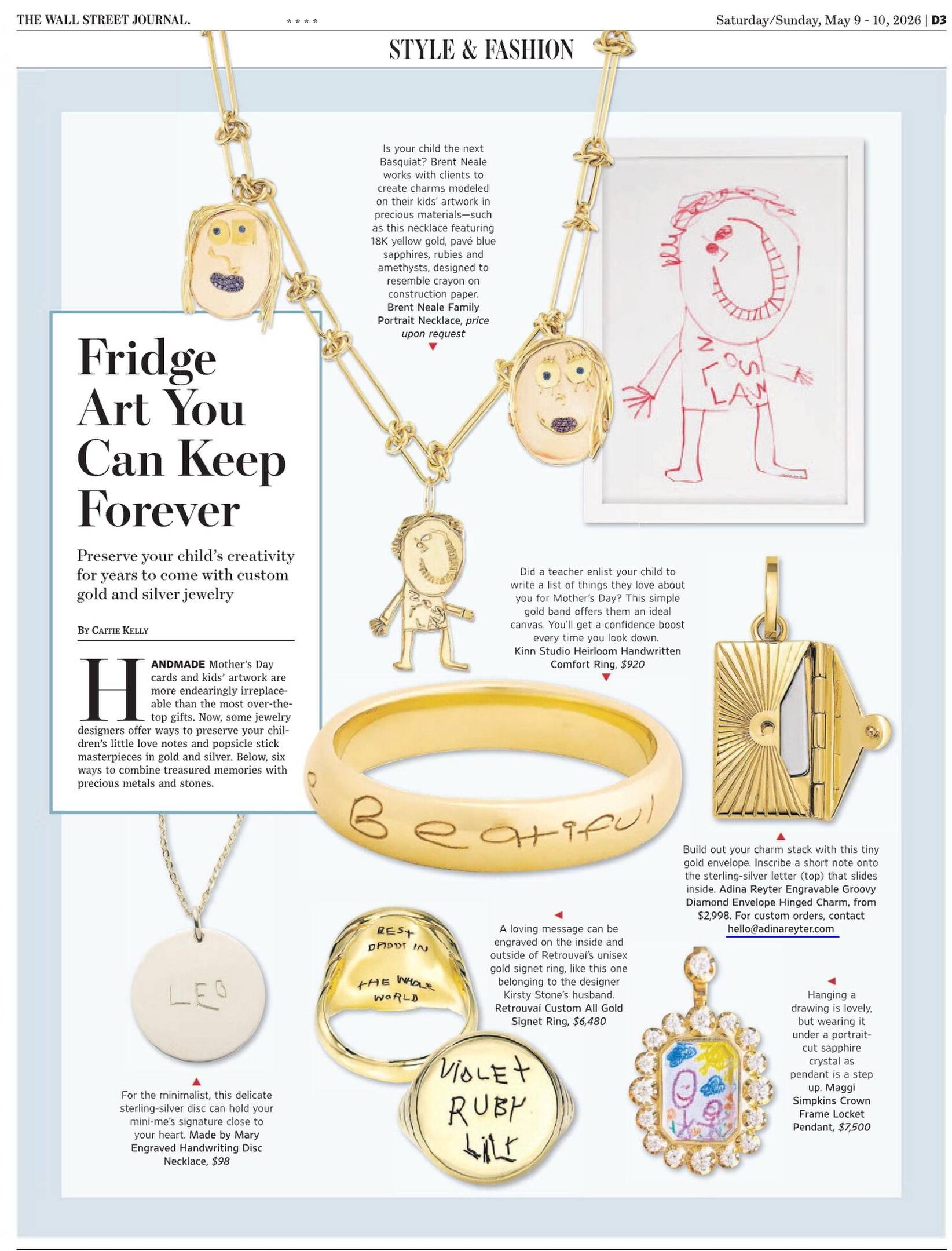 @kinnstudio’s Heirloom Handwritten Comfort Ring in the May 9th issue of @wsjmag. 

@caitie_kell
@saarah_nade