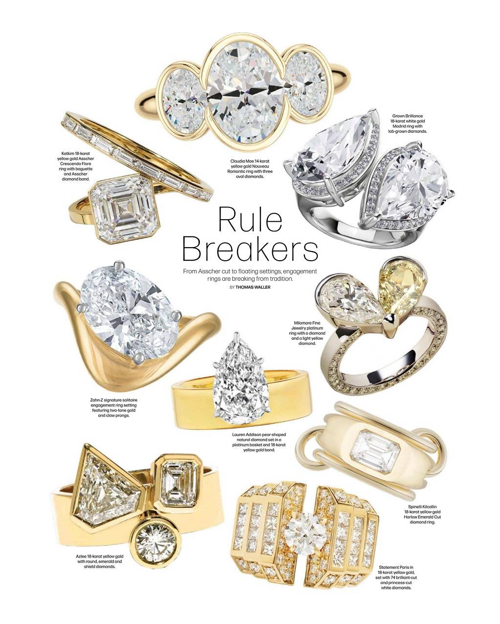 Engagement ring inspo to kick off bridal season 💍 @grownbrilliance and @statement.paris in the April 2026 issue of @wwd