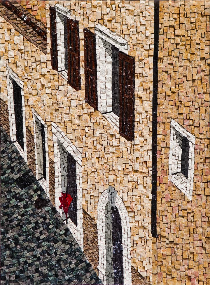 Red Umbrella - original mosaic by Kate Kerrigan taken in Italy