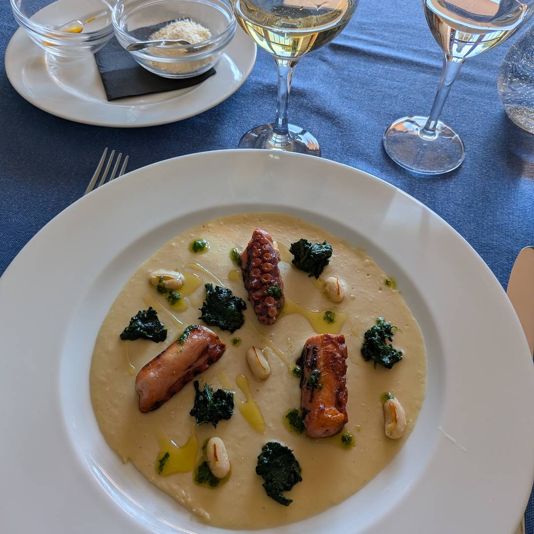 sous vide octopus with bean puree.