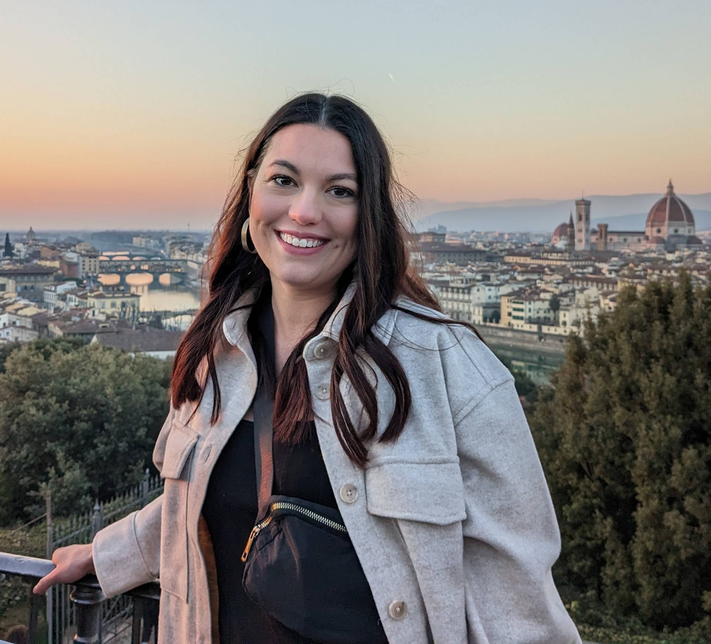 Jessica in front of Florence skyline