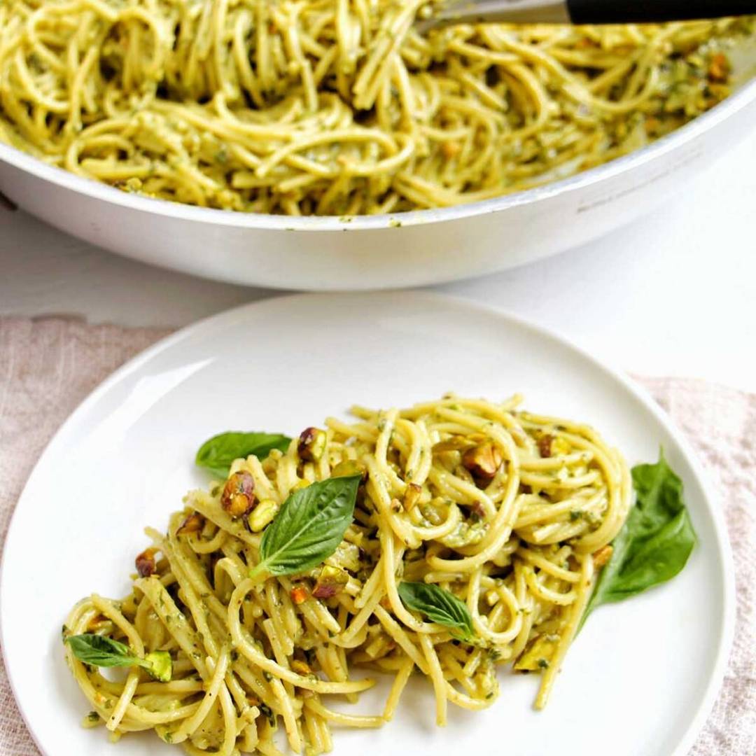 pistachio pesto pasta.