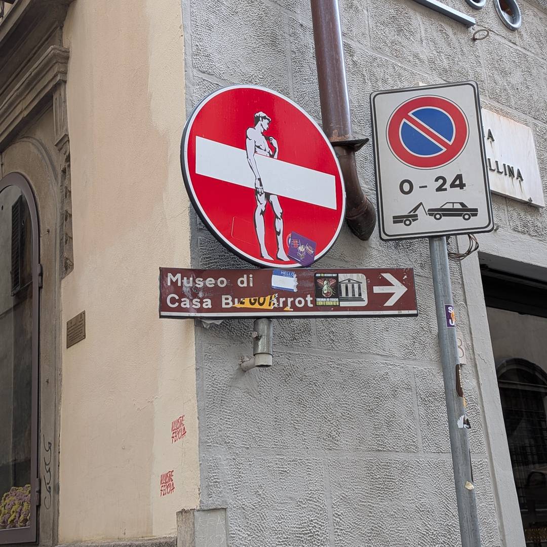 do not enter sign with David sticker.