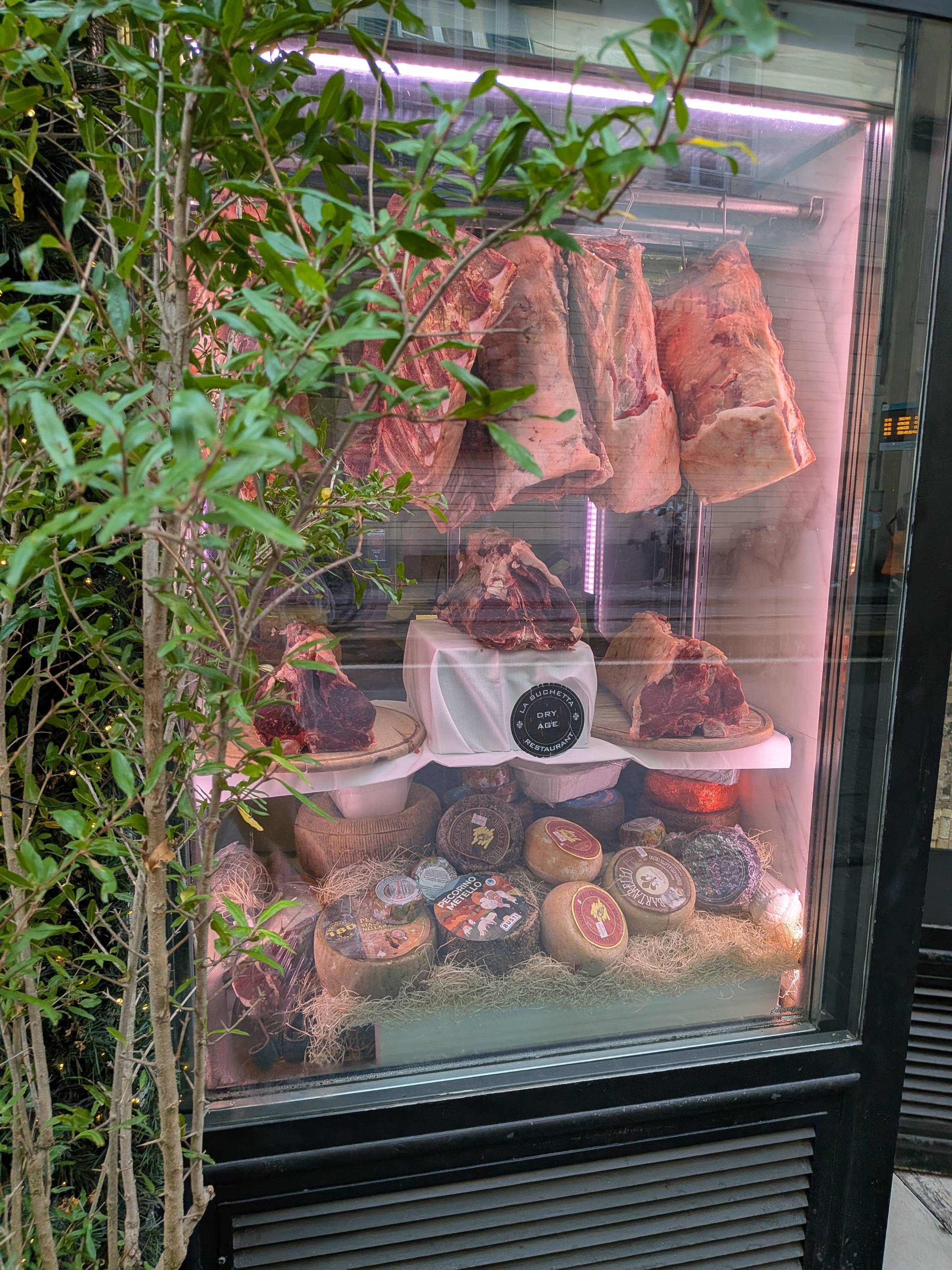 Florentine steak in a display window
