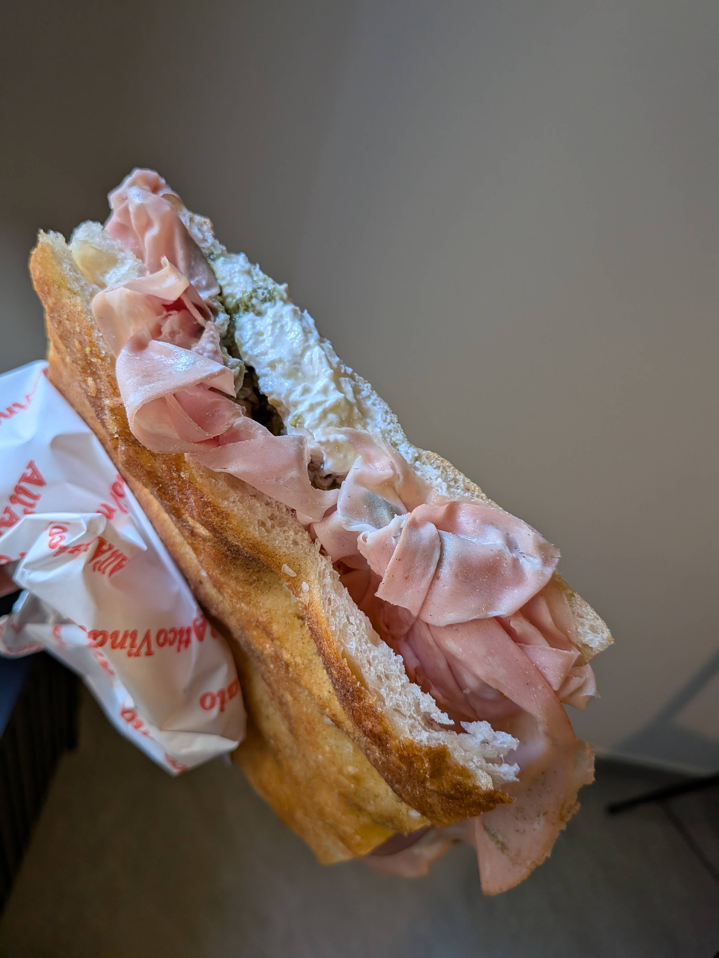 sandwich on schiacciata bread.