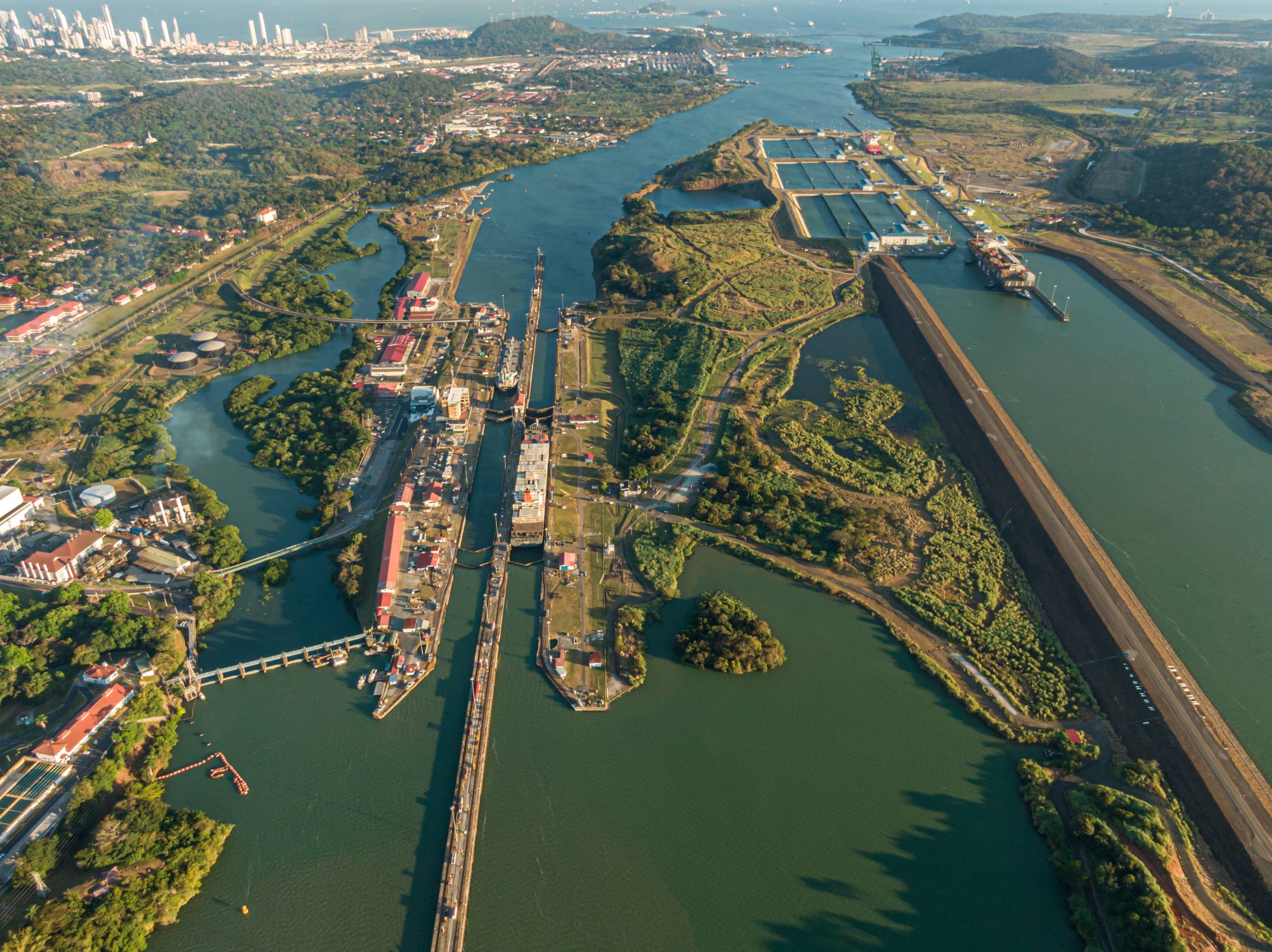 Arial view of the Panama Canal