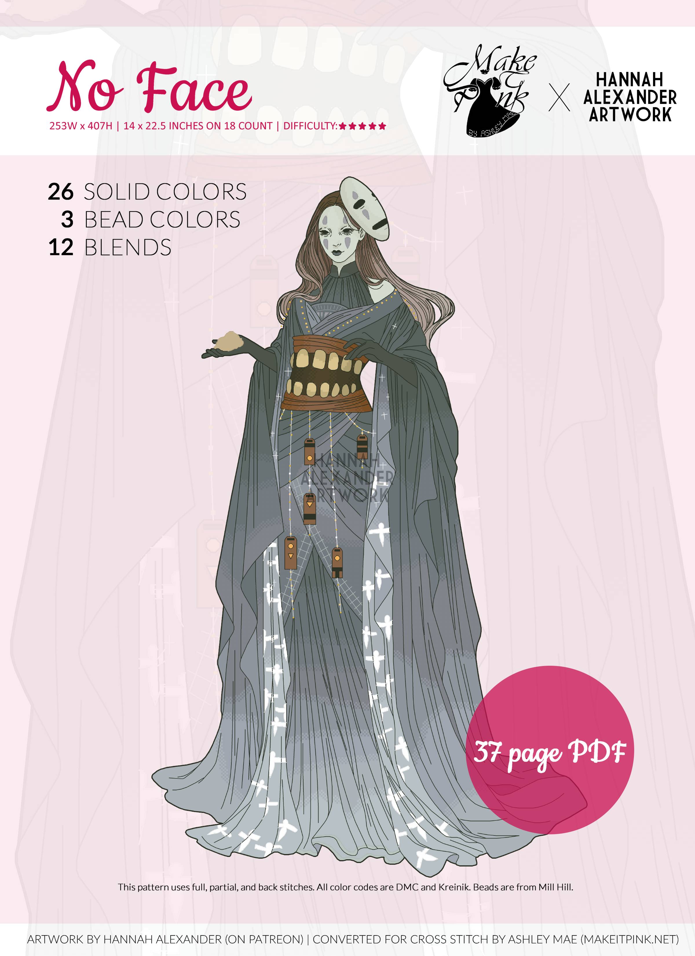 No Face cross stitch pattern from Hannah Alexander