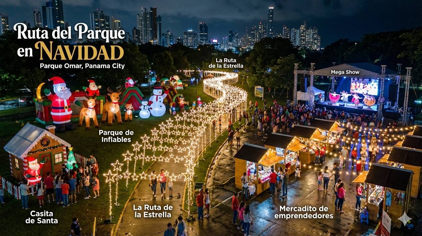 Parque Omar decorated for Christmas