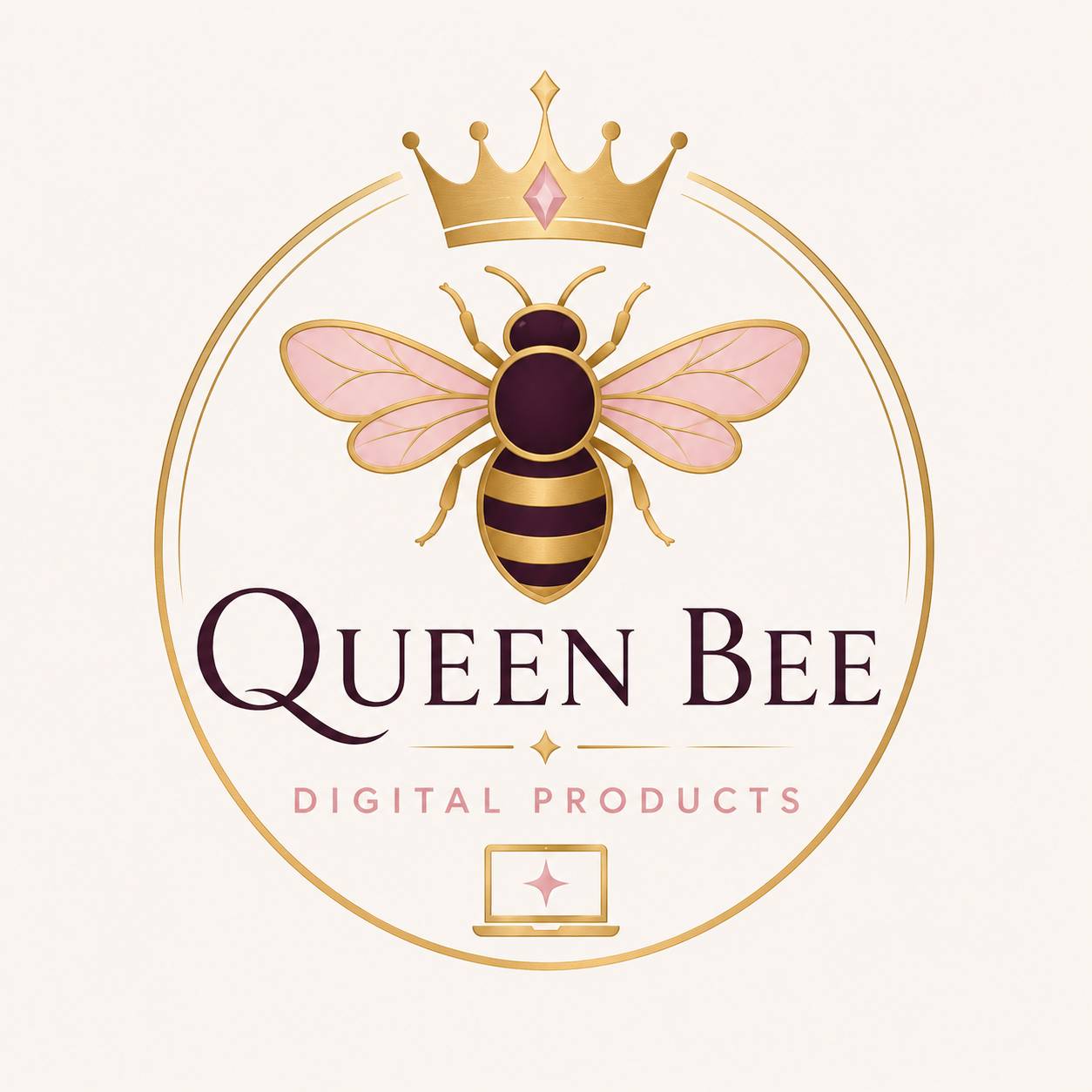 Gold Bee-Lines logo featuring a pink & gold bee icon above elegant serif lettering on a soft blush pink and cream gradient background.