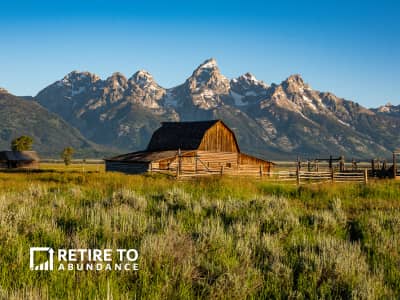 old barn and the Teton Mountains