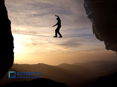 man walking a tight rope